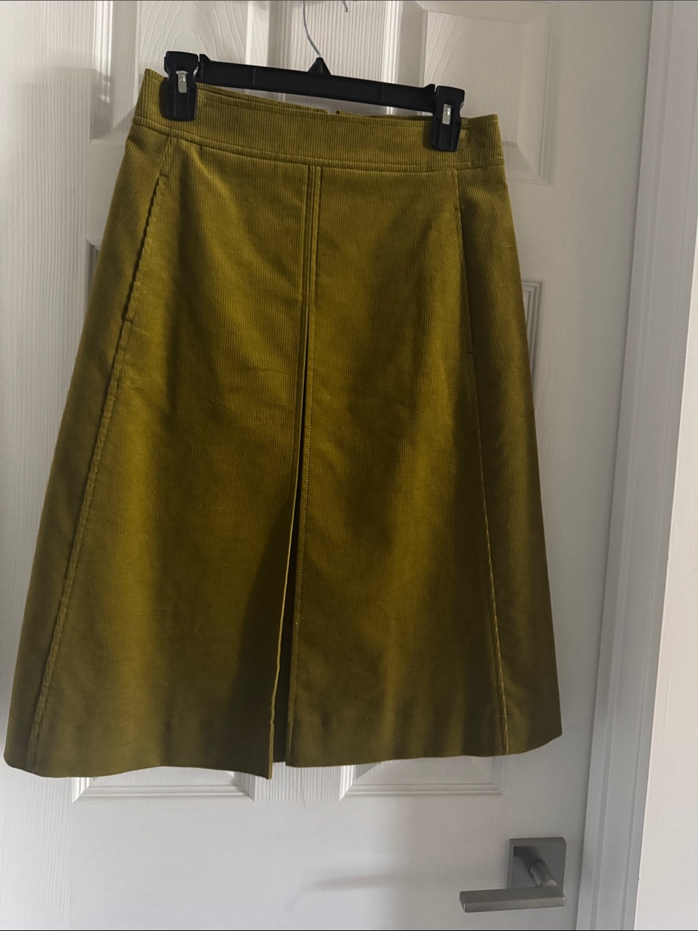 Tory Burch Olive Green Midi A-Line Corduroy Skirt